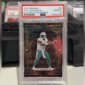 2023 Panini Obsidian Electric Etch Orange Tua Tagovailoa card 17/49 PSA 10
